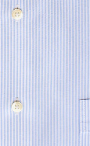 Classic Fit Light Blue End On End Stripe Spread Collar Supima® Cotton Non-Iron broadcloth Dress Shirt (B/T)