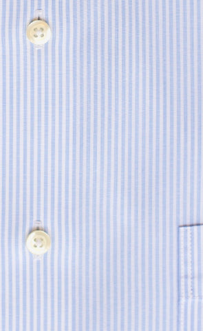 Tailored Fit Light Blue End On End Stripe Spread Collar  Supima® Cotton Non-Iron Dress Shirt (B/T)