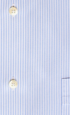 Classic Fit Light Blue End On End Stripe Spread Collar Supima® Cotton Non-Iron broadcloth Dress Shirt