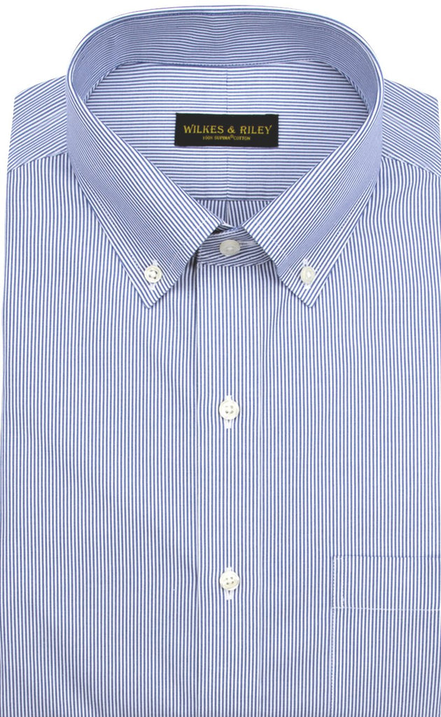 Wilkes & Riley Classic Fit Blue Fine Line Button-Down Collar Supima® Cotton Non-Iron Pinpoint Oxford Dress Shirt