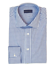 Blue / Lt Blue Plaid with English Spread collar and Button Cuff - Wilkes & Riley, LLC