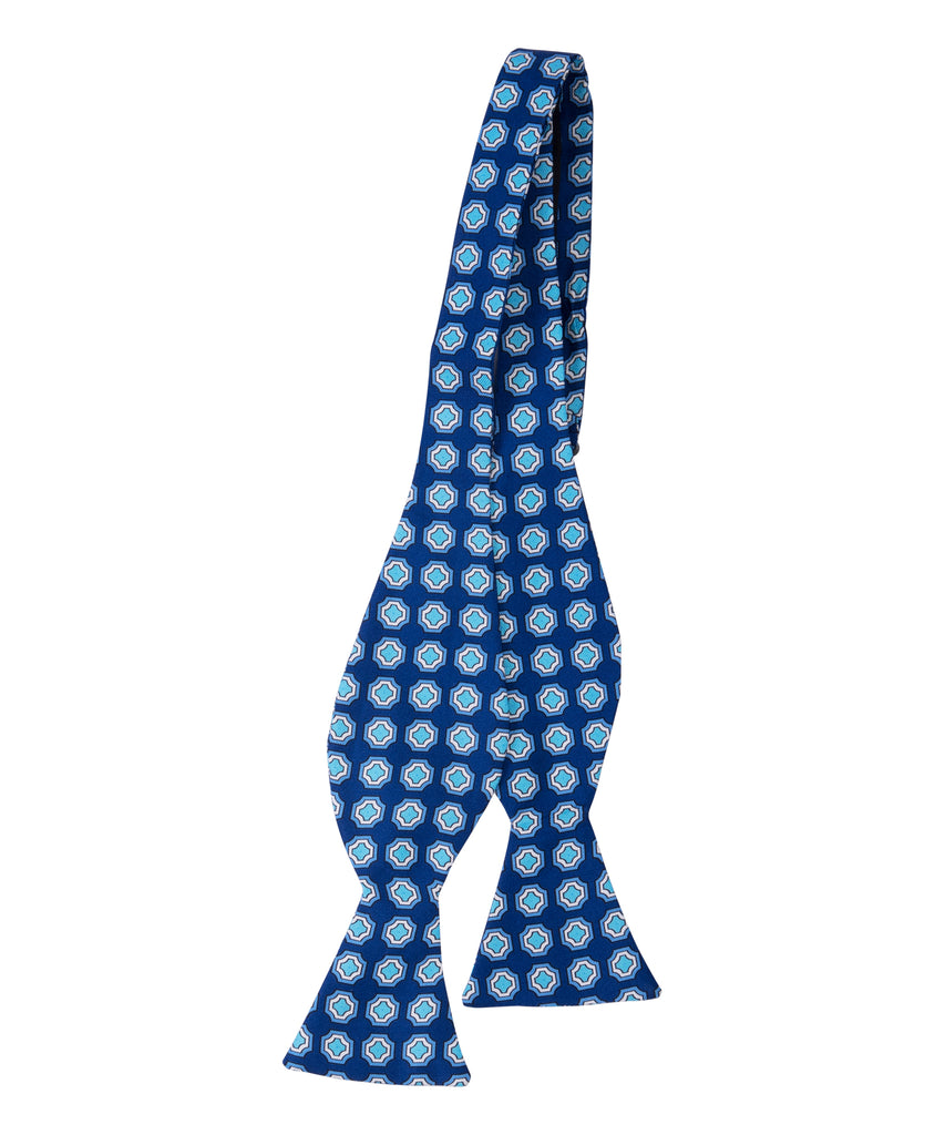 Blue / Aqua Medallion Self Bow Tie