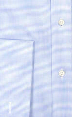 Wilkes & Riley Blue Micro Check English Spread Collar and French Cuff Alt