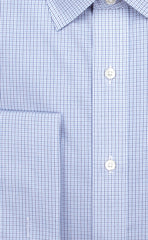 Wilkes & Riley Blue & Navy Micro Check Spread Collar French Cuff Alt