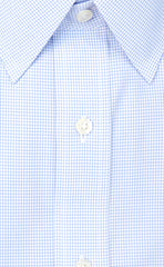 Wilkes and Riley Tailored Fit Blue Mini Check Point Collar Supima® Cotton Non-Iron Broadcloth Alt