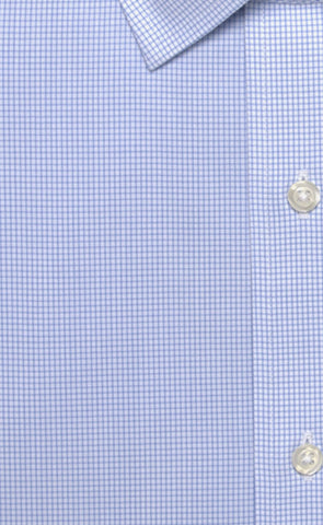 Wilkes & Riley Classic Fit Blue Mini Check Spread Collar Supima® Cotton Non-Iron Broadcloth Dress Shirt Alt