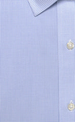 Wilkes & Riley Classic Fit Blue Mini Check Spread Collar Supima® Cotton Non-Iron Broadcloth Dress Shirt Alt