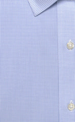 Wilkes & Riley Tailored Fit Blue Mini Check Spread Collar Supima® Cotton Non-Iron Broadcloth Dress Shirt Alt