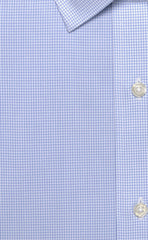 Wilkes & Riley Slim Fit Blue Mini Check Spread Collar Supima® Cotton Non-Iron Broadcloth Dress Shirt Alt