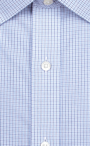 Slim Fit Blue/Navy Micro Check Spread Collar Supima® Cotton Non-Iron Broadcloth Dress Shirt