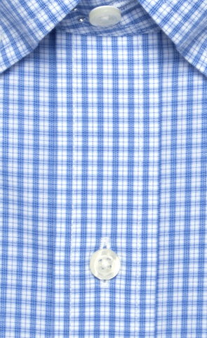 Wilkes & Riley Tailored Fit Blue Plaid Button-Down Collar Supima® Cotton Non-Iron Broadcloth Dress Shirt Alt