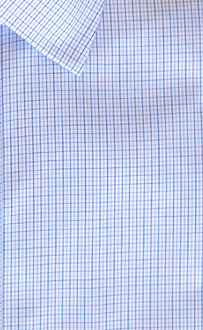 Tailored Fit Blue / Navy Microcheck Spread Collar Supima® Cotton Non-Iron Broadcloth Dress Shirt