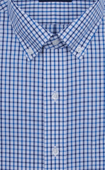 Wilkes & Riley Blue / Navy Tattersall Button-Down Collar Supima® Cotton Non-Iron Sport Shirt Alt