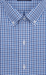 Wilkes & Riley Classic Fit Blue / Navy Tattersall Button-Down Collar Supima® Cotton Non-Iron Sport Shirt Alt