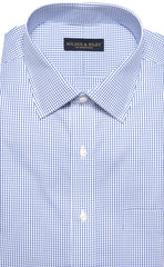 Wilkes & Riley Blue Pinpoint Check Spread Collar