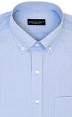 Wilkes and Riley Tailored Fit Blue Solid Button-Down Collar Supima® Cotton Non-Iron Pinpoint Oxford Dress Shirt