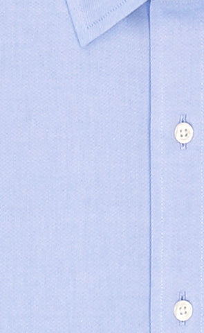 Wilkes and Riley Tailored Fit Blue Solid Spread Collar Supima® Cotton Non-Iron Pinpoint Oxford Dress Shirt Alt