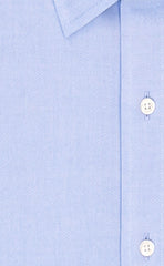 Wilkes and Riley Tailored Fit Blue Solid Spread Collar Supima® Cotton Non-Iron Pinpoint Oxford Dress Shirt Alt