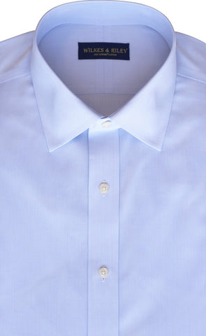 Tailored Fit Light Blue Tonal Stripe Spread Collar  Supima® Cotton Broadcloth Non-Iron Dress Shirt (B/T)