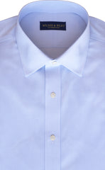 Tailored Fit Light Blue Tonal Stripe Spread Collar  Supima® Cotton Broadcloth Non-Iron Dress Shirt