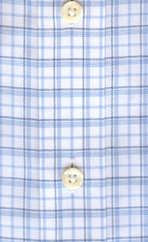 Tailored Fit Blue & Sky Twill Check Supima® Cotton Non-Iron Button-Down Collar Sport Shirt