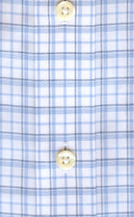 Tailored Fit Blue & Sky Twill Check Supima® Cotton Non-Iron Button-Down Collar Sport Shirt