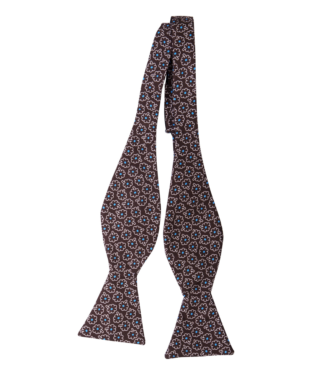 Brown Floral Self Bow Tie