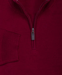 Ultra-fine Zegna Baruffa Half-Zip Merino Wool Sweater - Burgundy
