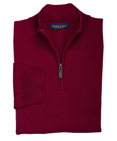 Wilkes & Riley Burgundy half zip Merino sweater