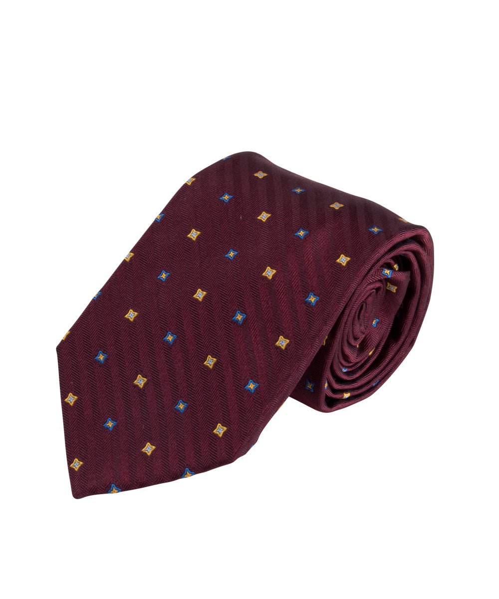 Burgundy Herringbone Neat Tie (Long) - Wilkes & Riley, LLC