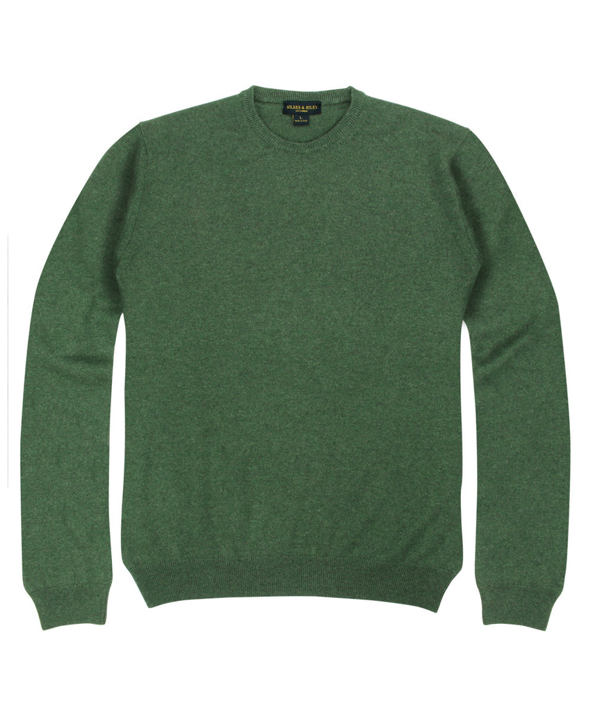 Wilkes & Riley 100% Cashmere Crewneck Sweater W/ Loro Piana Yarn - Forest