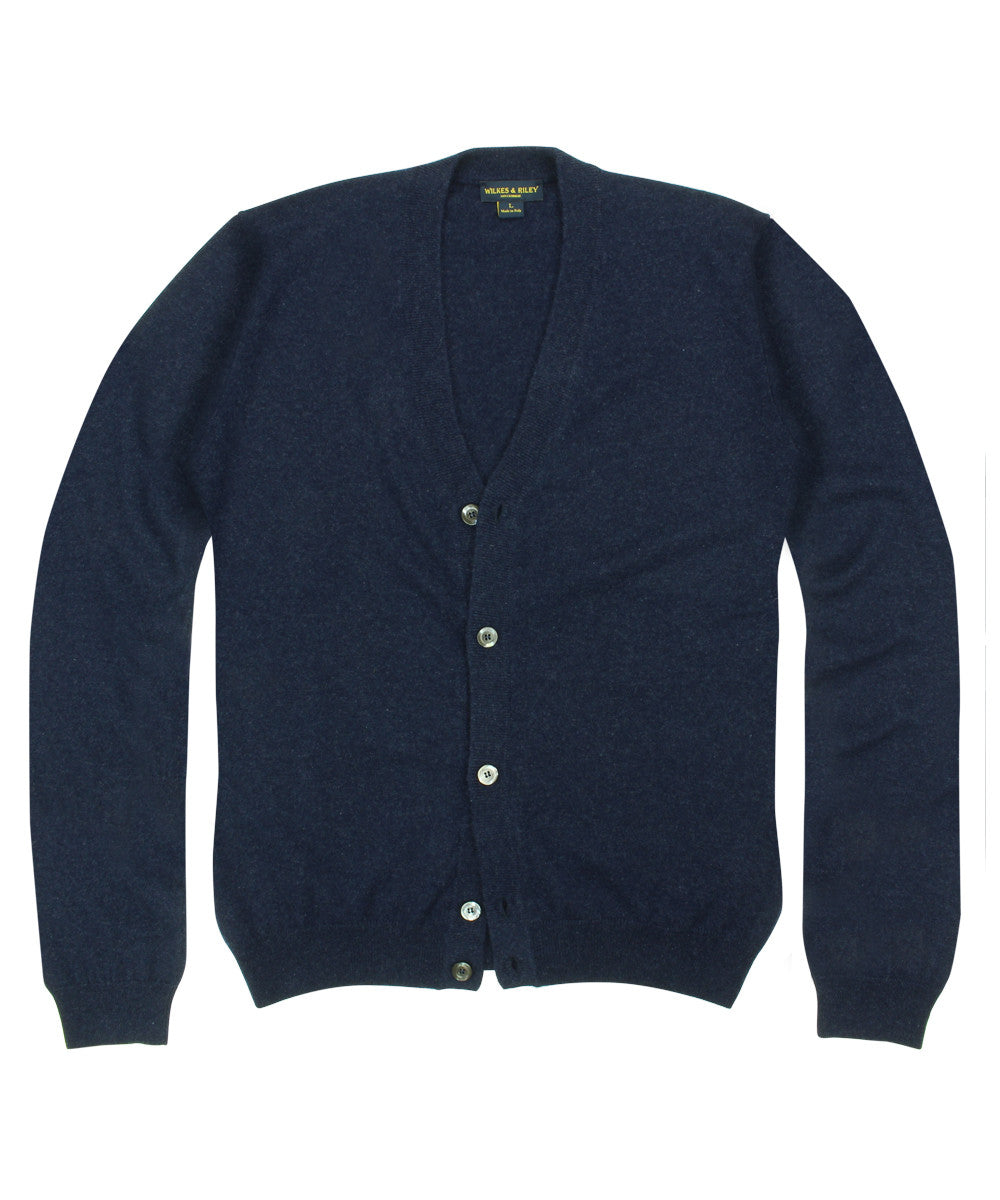 Wilkes & Riley 100% Cashmere Cardigan Sweater W/ Loro Piana Yarn - Navy