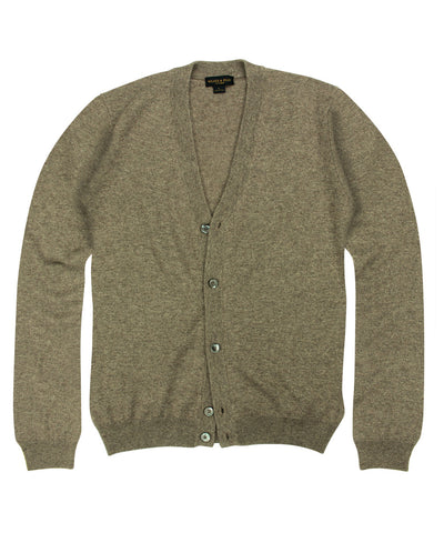 Wilkes & Riley 100% Cashmere Cardigan Sweater with Loro Piana Yarn in Taupe
