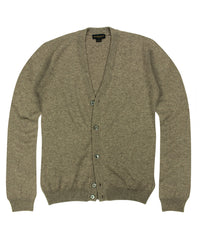 Wilkes & Riley 100% Cashmere Cardigan Sweater with Loro Piana Yarn in Taupe