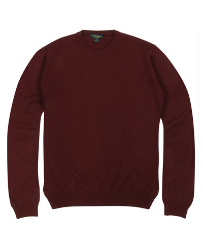 100% Cashmere Crewneck Sweater w/ Loro Piana Yarn - Burgundy