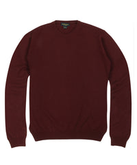 Wilkes & Riley 100% Cashmere Crewneck Sweater W/ Loro Piana Yarn - Burgundy