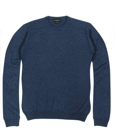 100% Cashmere Crewneck Sweater w/ Loro Piana Yarn - Blue