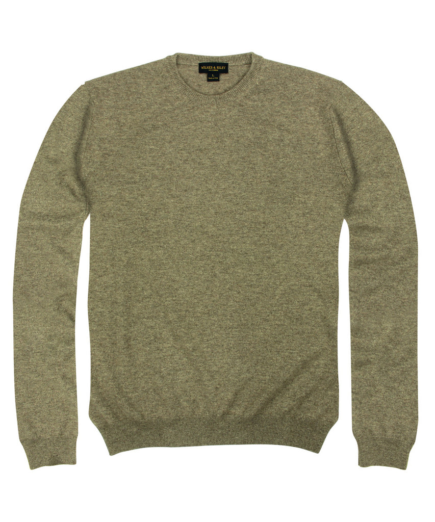 Wilkes & Riley 100% Cashmere Crewneck Sweater W/ Loro Piana Yarn in Taupe
