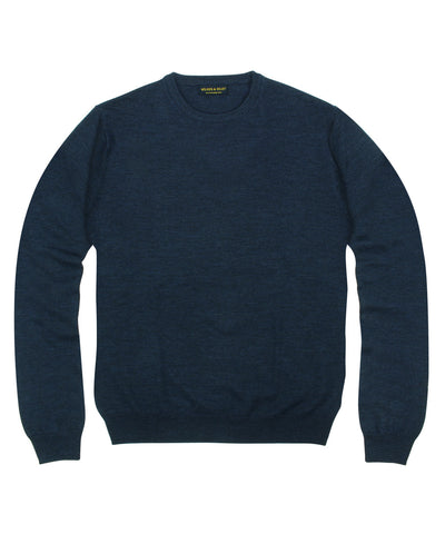 100% Pure Merino Wool Zegna Baruffa Crewneck Sweater - Navy