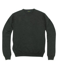Wilkes & Riley 100% Pure Merino Wool Zegna Baruffa Crewneck Sweater - Charcoal