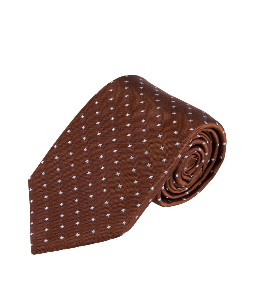 Caramel Micro Sqaures Tie (Long) - Wilkes & Riley, LLC