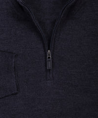 Ultra-fine Zegna Baruffa Half-Zip Merino Wool Sweater - Charcoal