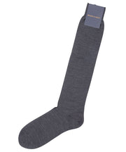 Charcoal Flat Knit Zegna Baruffa Merino Wool - Over the Calf - Wilkes & Riley, LLC