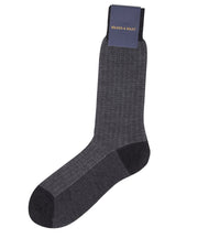 Charcoal Herringbone Mid Calf Zegna Baruffa Merino Wool - Wilkes & Riley, LLC