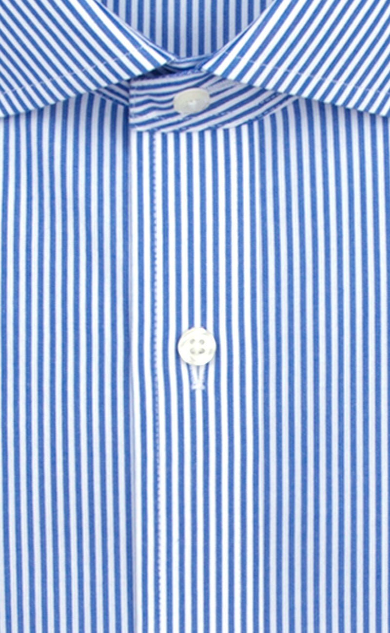 Classic Fit Blue Bengal Stripe English Spread Collar Supima® Cotton Non - Iron broadcloth Dress Shirt - Wilkes & Riley, LLC