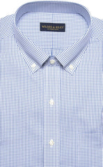 Classic Fit Blue Check Button - Down Collar Supima® Cotton Non - Iron Pinpoint Oxford Dress Shirt (B/T) - Wilkes & Riley, LLC