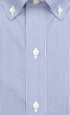 Classic Fit Blue Fine Line Button - Down Collar Supima® Cotton Non - Iron Pinpoint Oxford Dress Shirt - Wilkes & Riley, LLC