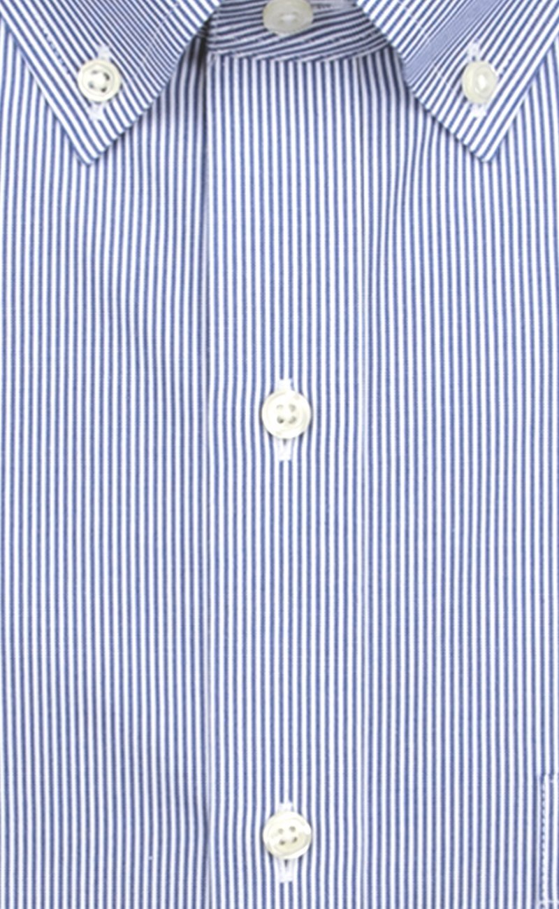 Classic Fit Blue Fine Line Button - Down Collar Supima® Cotton Non - Iron Pinpoint Oxford Dress Shirt (B/T) - Wilkes & Riley, LLC