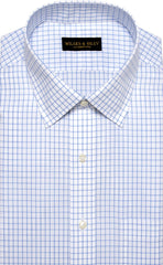 Classic Fit Blue Large Check Spread Collar Supima® Cotton Non - Iron Broadcloth Dress Shirt (B/T) - Wilkes & Riley, LLC