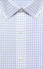 Classic Fit Blue Large Check Spread Collar Supima® Cotton Non - Iron Broadcloth Dress Shirt (B/T) - Wilkes & Riley, LLC